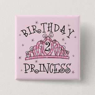 Badge Carré 5 Cm Princesse 2ème anniversaire d'anniversaire de