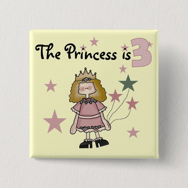 Badge Carré 5 Cm Princesse 3e Anniversaire Tshirts et cadeaux (Devant)
