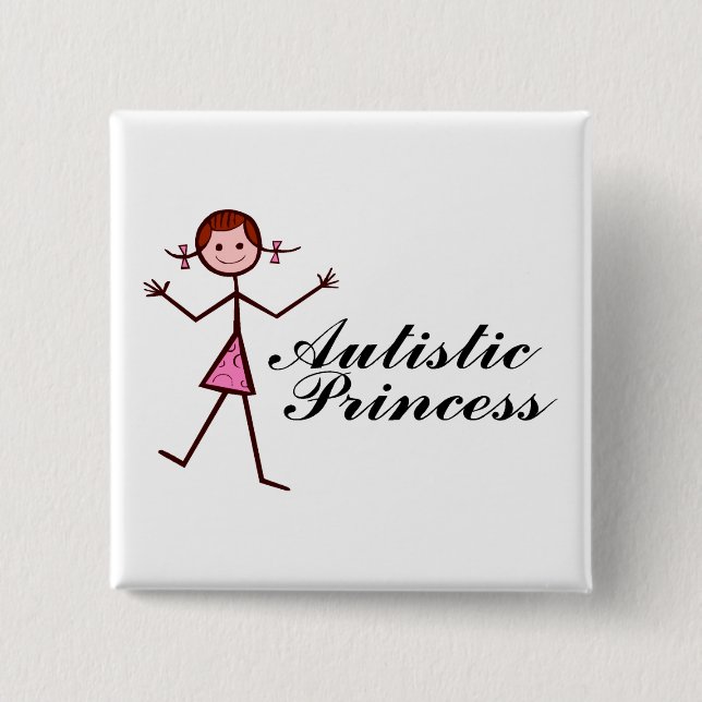 Badge Carré 5 Cm Princesse autistique (Fille) (Devant)