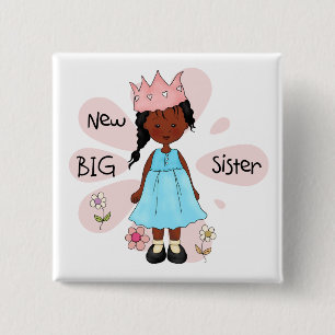 Badge Carré 5 Cm Princesse Big Soeur Africaine Américaine