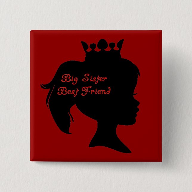 Badge Carré 5 Cm Princesse Big Soeur Meilleur Ami (Devant)