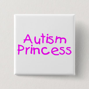 Badge Carré 5 Cm Princesse d'autisme (rose)