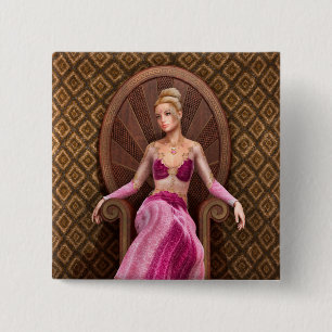 Badge Carré 5 Cm Princesse de conte de fées