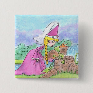 Badge Carré 5 Cm Princesse et le crapaud