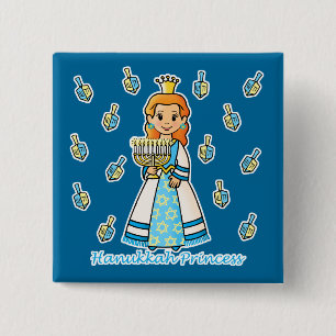 Badge Carré 5 Cm Princesse Hanoukka