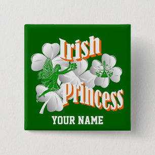 Badge Carré 5 Cm Princesse irlandaise personnalisée avec la fée
