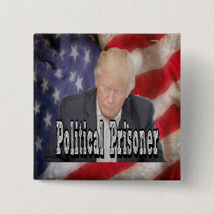 Badge Carré 5 Cm Prisonnier politique de Trump