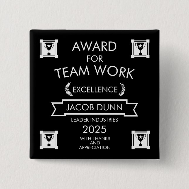 Badge Carré 5 Cm Prix de travail de l'équipe d'entreprise (Devant)