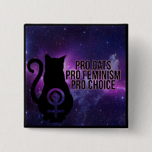 Badge Carré 5 Cm Pro chats, le pro féminisme, pro choix