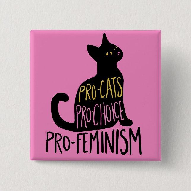 Badge Carré 5 Cm Pro-chats Pro-choix pro-féminisme (Devant)