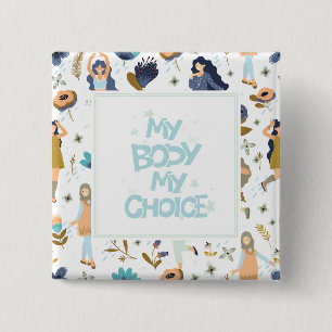 Badge Carré 5 Cm Pro-Choice à motifs floraux