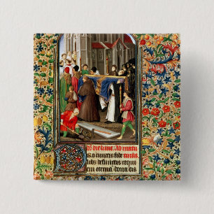 Badge Carré 5 Cm Procession funéraire avec des tombe-bêcheurs