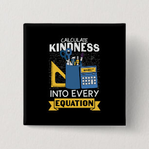 Badge Carré 5 Cm Professeur de mathématiques Calculer la gentilless