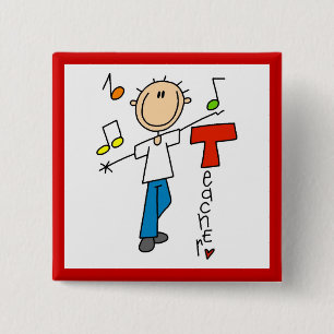 Badge Carré 5 Cm Professeur de Musique