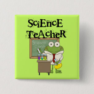 Badge Carré 5 Cm Professeur de sciences de la grenouille
