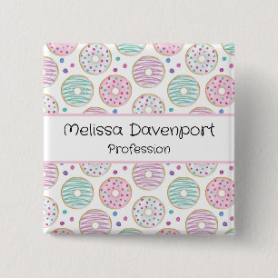 Badge Carré 5 Cm Profession colorée Motif de beigne