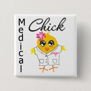 Badge Carré 5 Cm Profession médicale de poussin