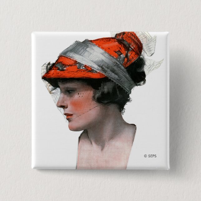 Badge Carré 5 Cm Profil de la femme (Devant)