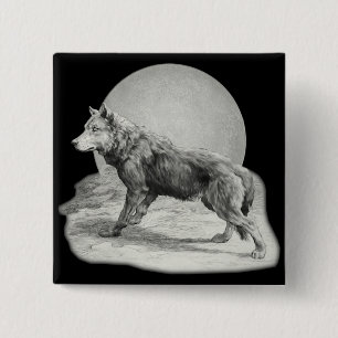 Badge Carré 5 Cm Profil de Wolf Moon