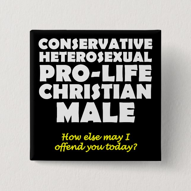 Badge Carré 5 Cm Prolife Offensive Homme Christian Button Pin (Devant)