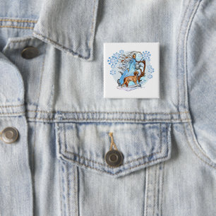 Badge Carré 5 Cm Promenade d'hiver