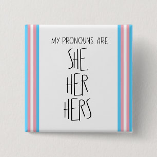 Badge Carré 5 Cm Pronoms Elle/La/Sienne Bouton Transgenre