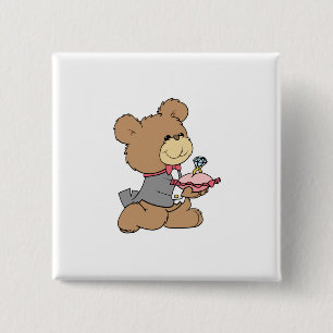 Badge Carré 5 Cm proposal or ring bearer teddy bear design