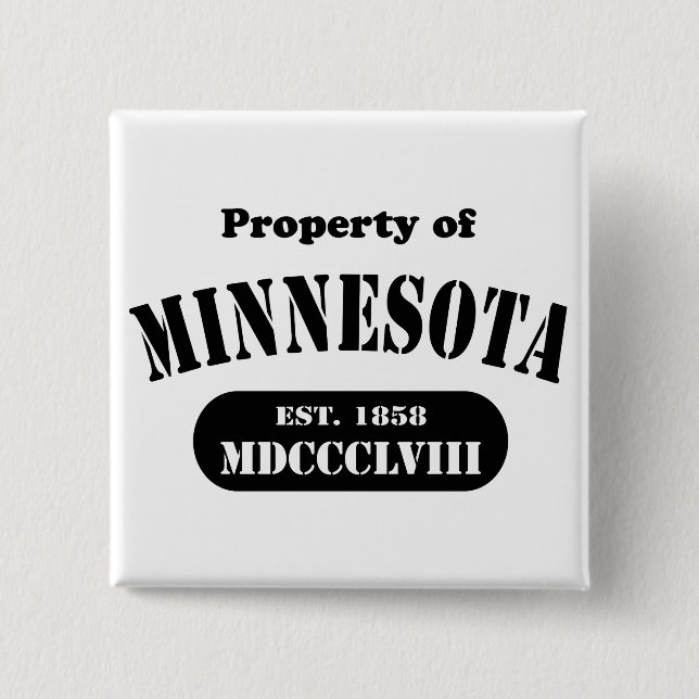Badge Carré 5 Cm Propriété du Minnesota -texte noir (Devant)