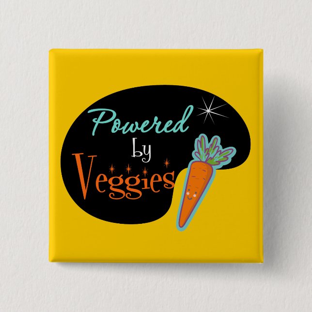Badge Carré 5 Cm Propulsé par des Légumes (Devant)