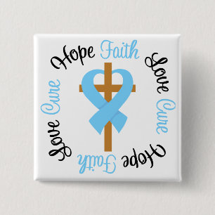 Badge Carré 5 Cm Prostate Cancer Faith Hope Love Cross