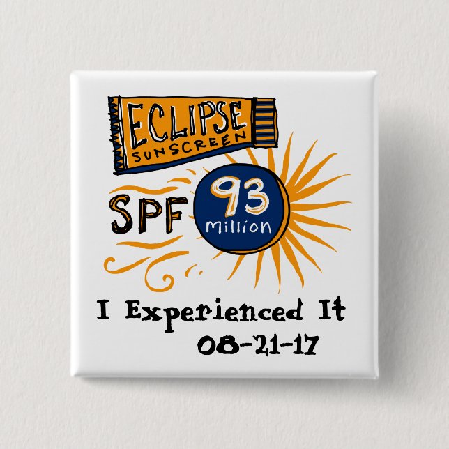 Badge Carré 5 Cm Protection solaire drôle d'éclipse solaire (Devant)