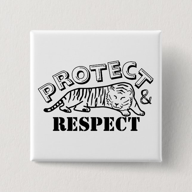 Badge Carré 5 Cm Protéger et respecter (Devant)