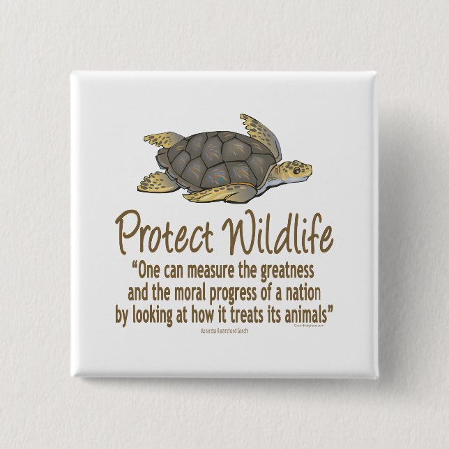 Badge Carré 5 Cm Protéger les tortues de mer (Devant)