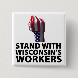 Badge Carré 5 Cm Protestations du Wisconsin