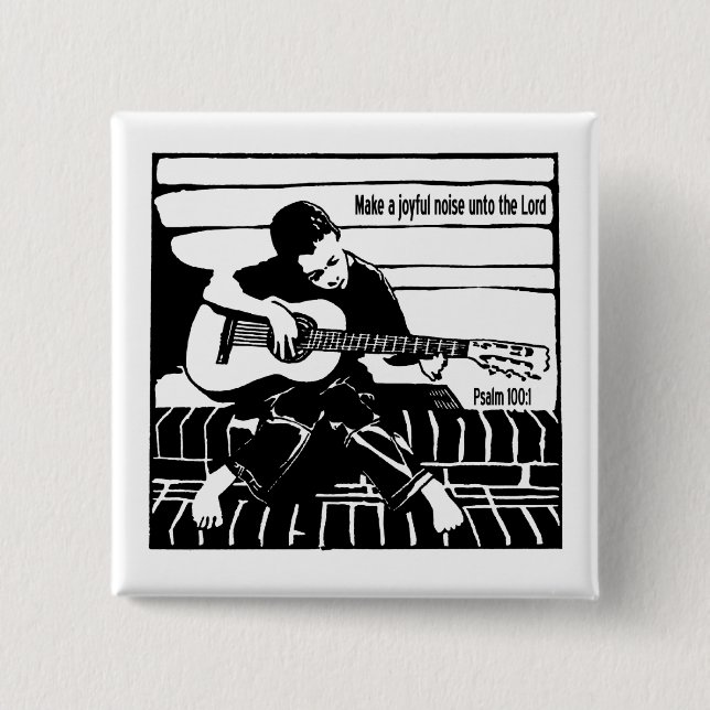 Badge Carré 5 Cm Psaume 100:1 (Devant)