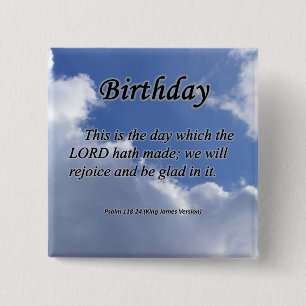 Badge Carré 5 Cm Psaume 118-24 d'anniversaire