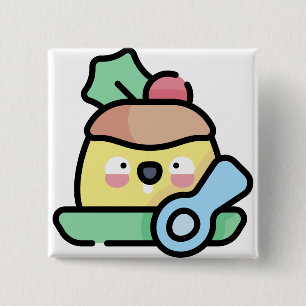 Badge Carré 5 Cm pudding de noël