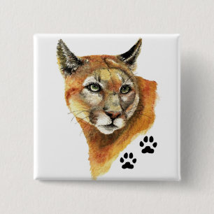 Badge Carré 5 Cm Puma, puma, voies d'animal de puma