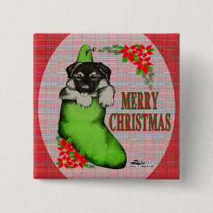 Badge Carré 5 Cm Puppy de Merry Christmas