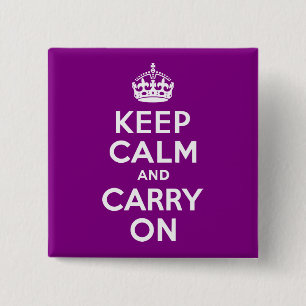 Badge Carré 5 Cm Purple Gardez le calme et continuer