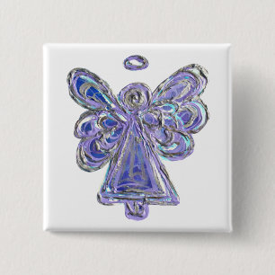 Badge Carré 5 Cm Purple Guardian Angel Custom Holiday Button Pin