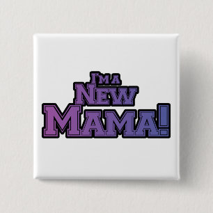 Badge Carré 5 Cm Purple Je suis un nouveau t-shirts et cadeaux Mama