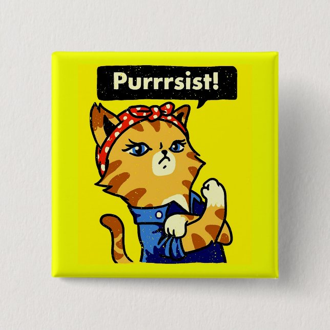 Badge Carré 5 Cm Purrsist Cat Purrsist (Devant)
