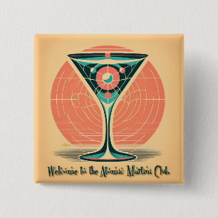 Badge Carré 5 Cm Quantum Entanglement Atomic Martini Club Cocktail