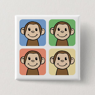 Badge Carré 5 Cm Quatre singes
