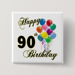 Badge Carré 5 Cm Quatre-vingt-dixième cadeaux d'anniversaire et