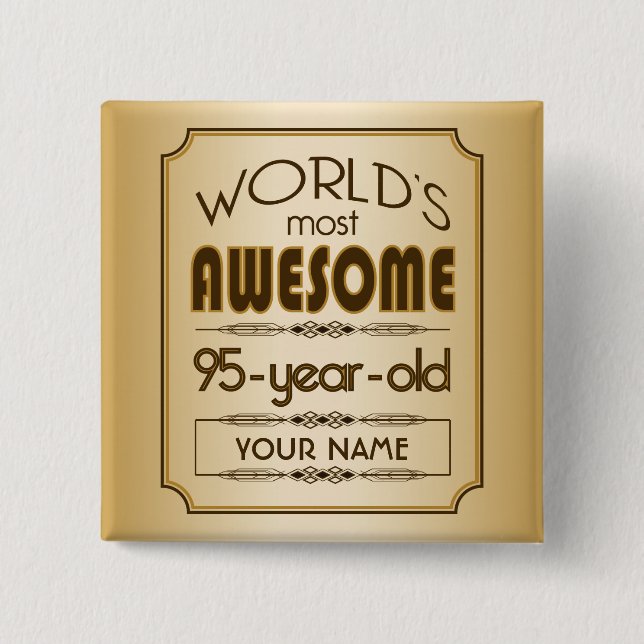 Badge Carré 5 Cm Quatre-vingt-quinzième monde de célébration (Devant)