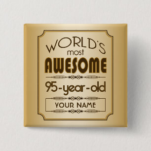 Badge Carré 5 Cm Quatre-vingt-quinzième monde de célébration
