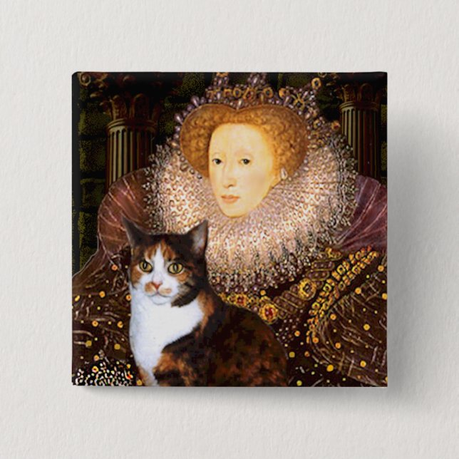 Badge Carré 5 Cm Queen - Calico brun court (Devant)