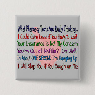 Badge Carré 5 Cm Quelles TECHNOLOGIES de pharmacie PENSENT VRAIMENT